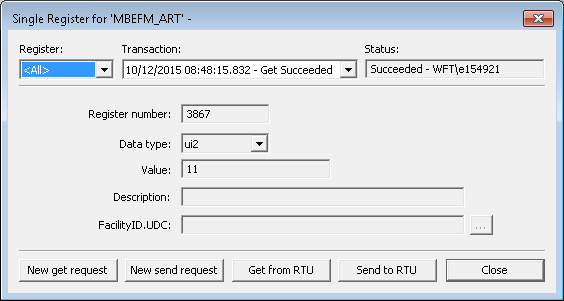 Single-Element Data Group Dialog Box for the Modbus EFM EIE